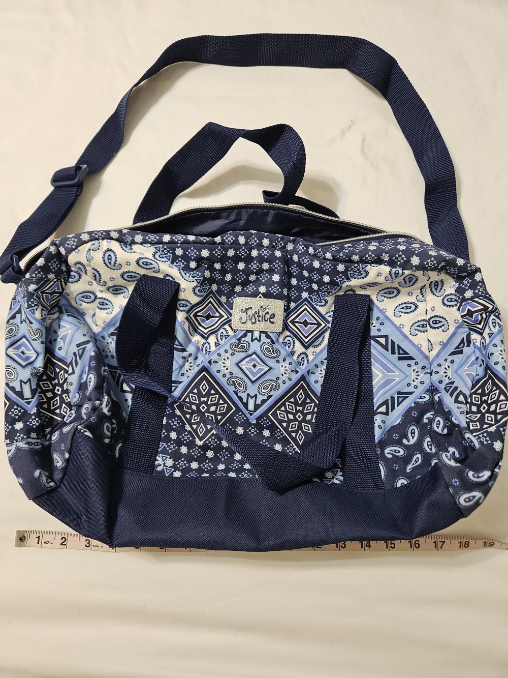 Justice Blue Patterned Travel Duffel Bag